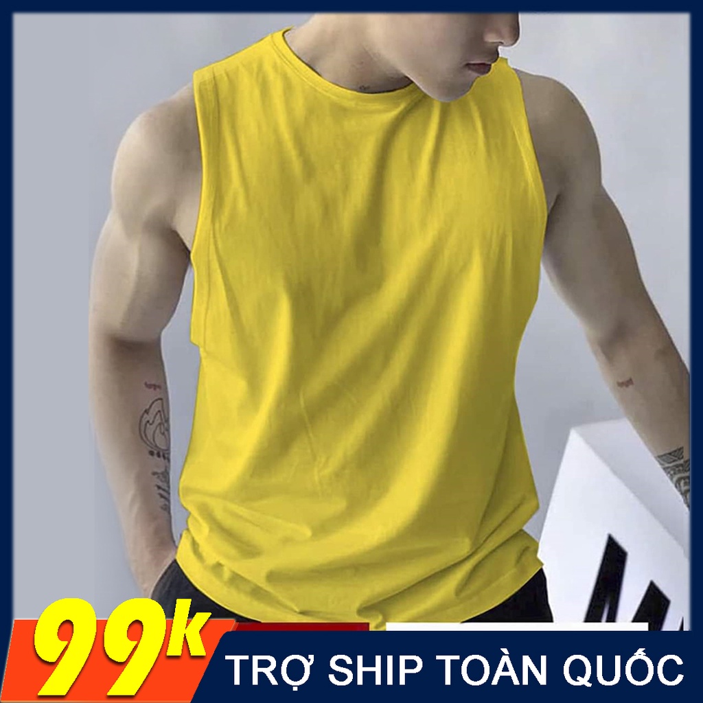 Áo thun ba lỗ nam tanktop chuẩn gym mặc nhà dạo phố - Áo thun trơn nhiều màu - Thun cotton thoáng mát