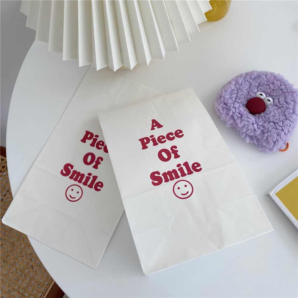 Ohaya Túi Giấy Kraft Thân Thiện Với Môi Trường Đựng Quà Trang Trí Hình Mặt Cười &lt; a piece of smile} Hàn Quốc ins