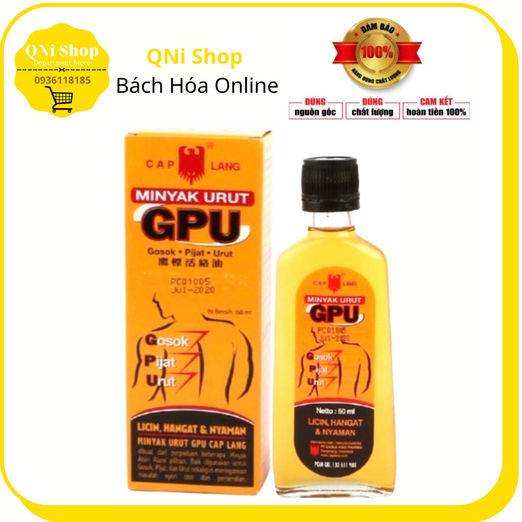 Dầu Gừng Nóng Xoa Bóp Massage GPU Minyak Urut Eagle Brand Thái Lan 60ml
