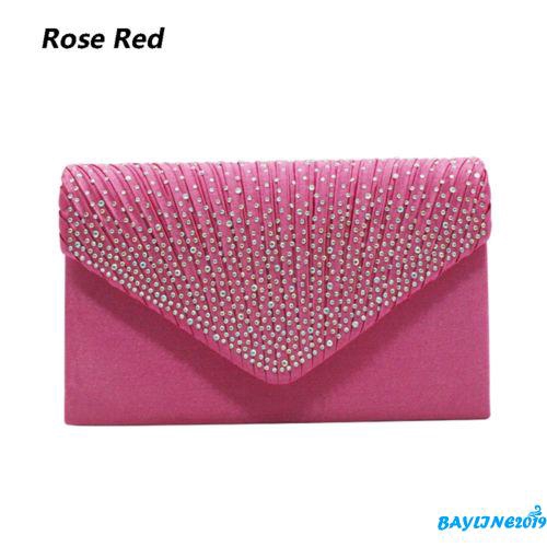 Ví cầm tay dự tiệc kiểu phong bì đính hạt kim tuyến lấp lánh thời trang