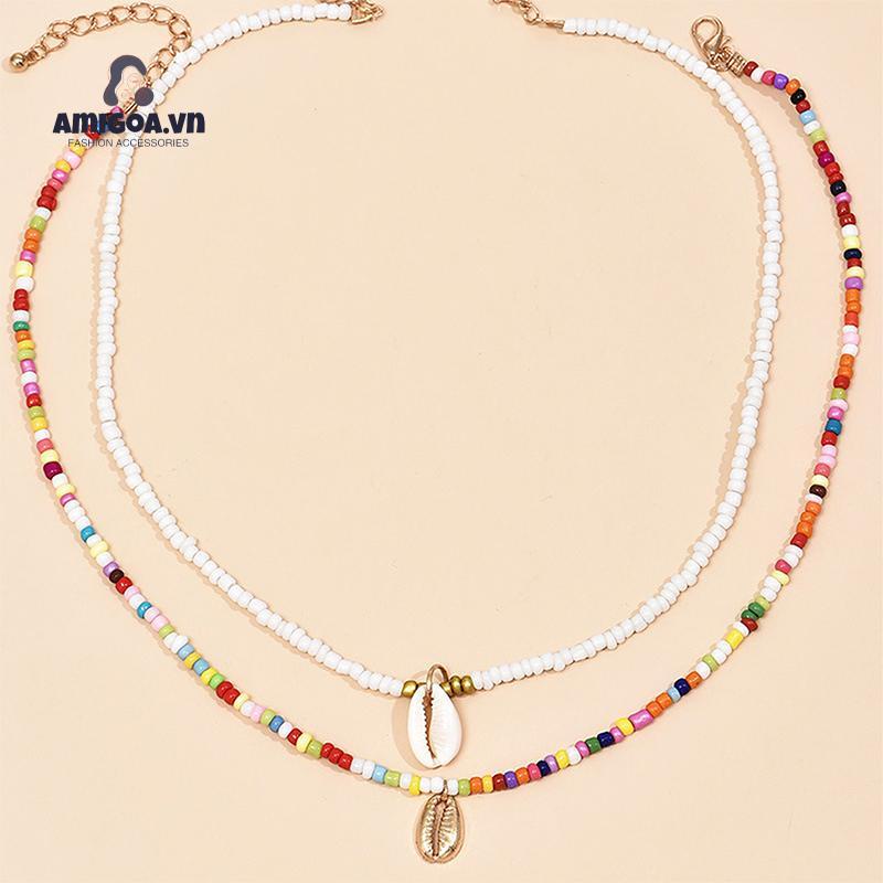 ✨✨Set 2 Vòng Cổ Choker Hạt Nhiều Màu Sắc Phong Cách Bohemian Thời Trang Mùa Hè Dành Cho Nữ