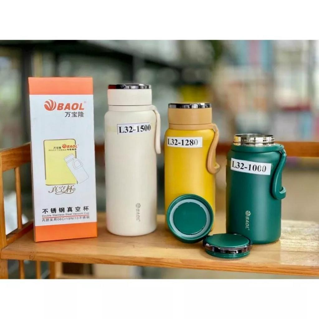 Bình giữ nhiệt nóng lạnh BAOL dung tích 1000ml-1500ml, bình đựng nước lõi inox 304 nắp titan cao cấp sang trọng