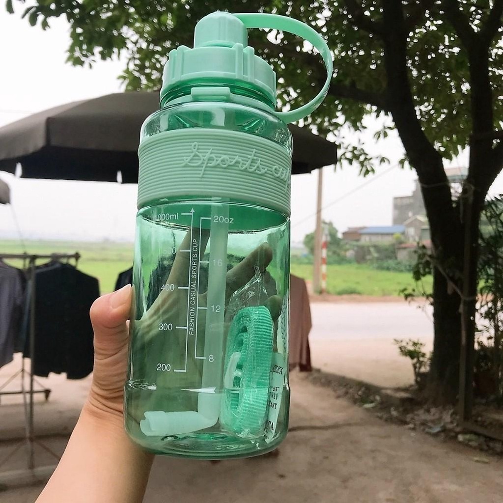 Bình Đựng Nước Thể Thao SportCup 1000ml ⚡FREESHIP⚡ Bình Nước Tập Gym Có Ống Hút Và Dây Đeo Tiện Lợi
