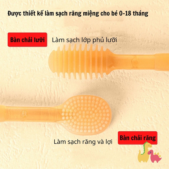 Set rơ lưỡi và bàn chải đánh răng silicon cho bé từ 0 - 18 tháng