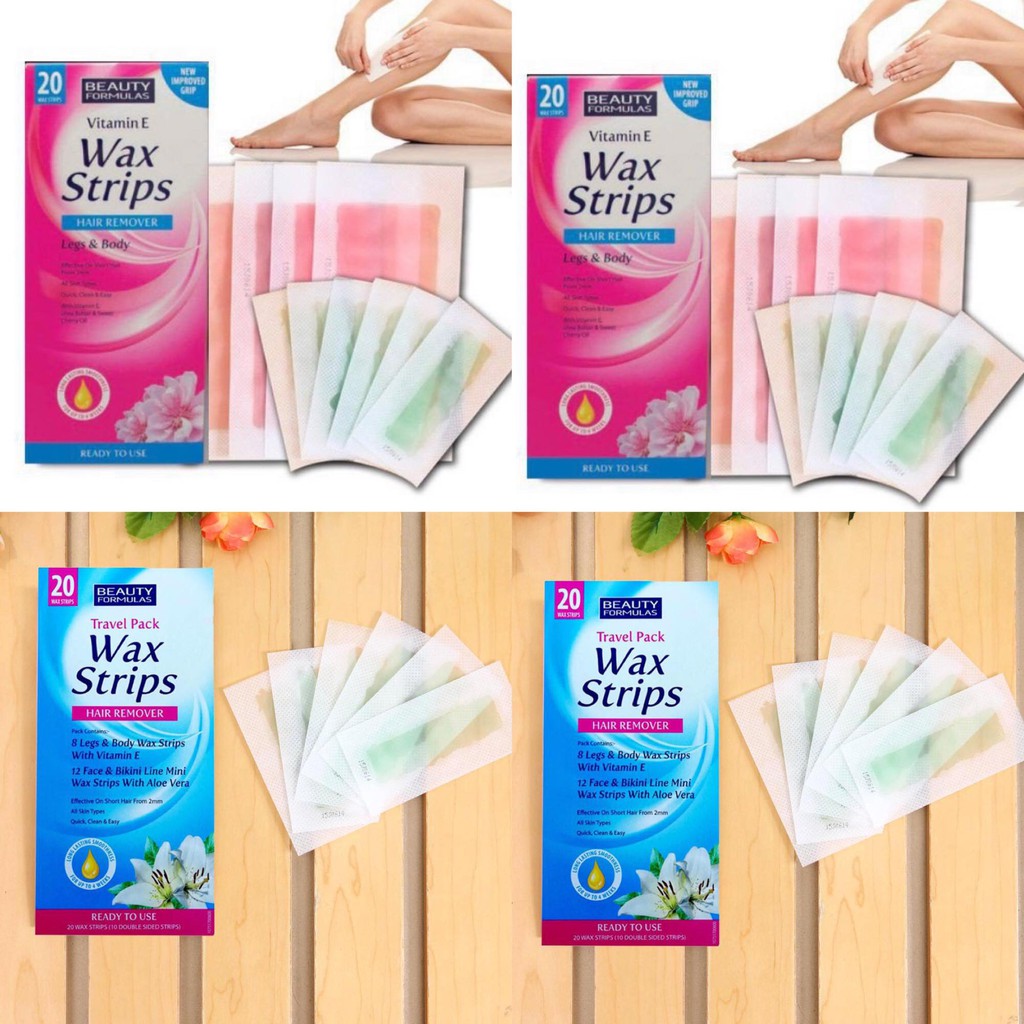 Miếng Dán Tẩy Lông Beauty Formulas Wax Strips - Hộp 20 miếng (10 Miếng Đôi)