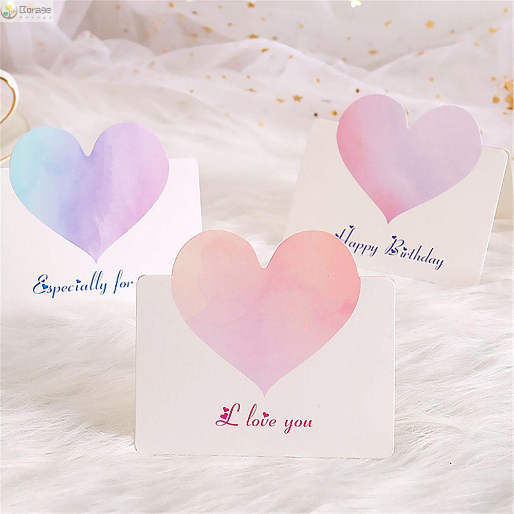 Set 5 Thiệp Chúc Mừng Sinh Nhật Hình Trái Tim Xinh Xắn 9.8x9cm