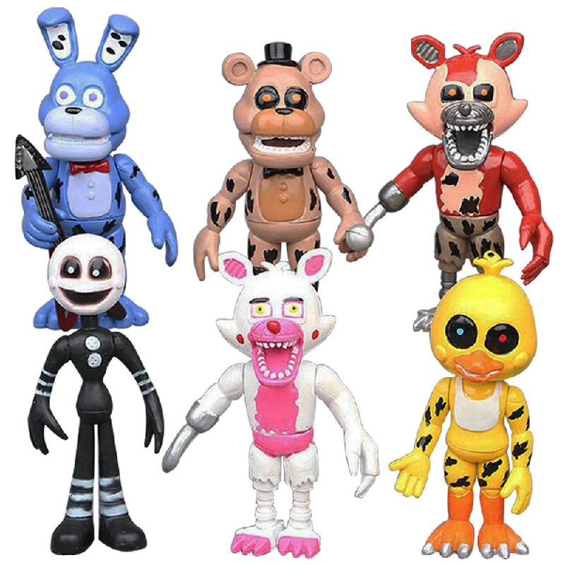 Set 6 Mô Hình Búp Bê Chú Gấu Bonnie Foxy FNAF Dễ Thương Cho Bé