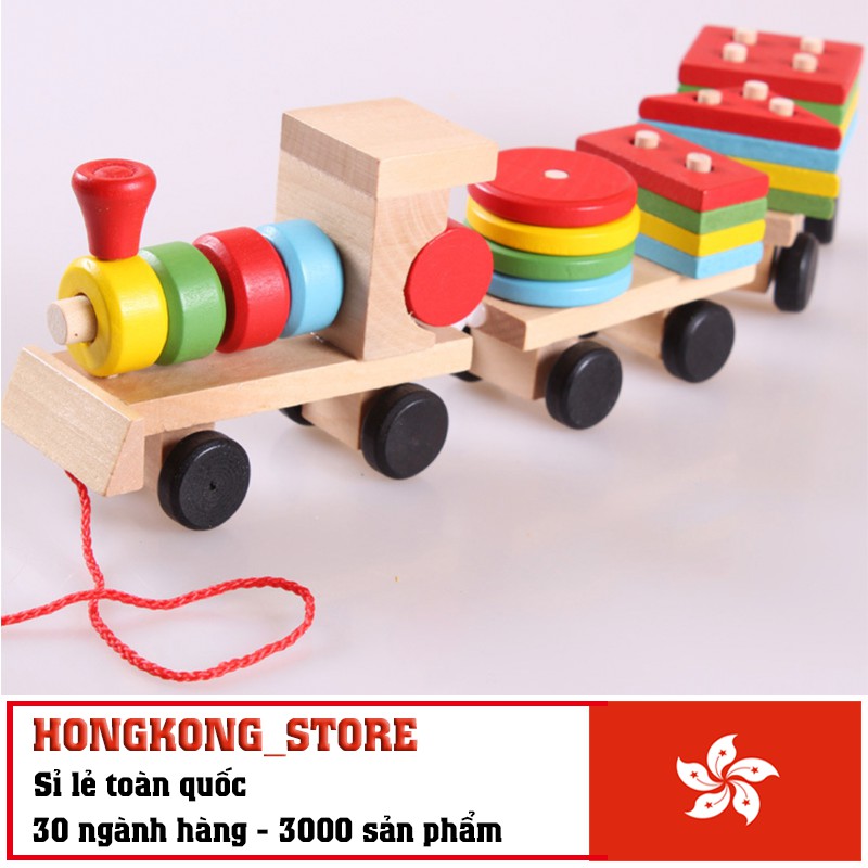 Bộ đồ chơi xếp hình đoàn tàu gỗ độc đáo - Đồ chơi phát triển tư duy cho bé
