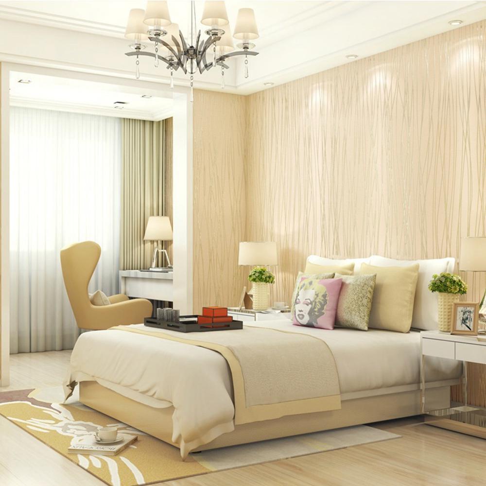 Giấy Dán Tường Bằng Vải Không Dệt In Nổi Họa Tiết Kẻ Sọc 20.8In x 32.8Ft Có Thể Tháo Gỡ Trang Trí Nhà Cửa