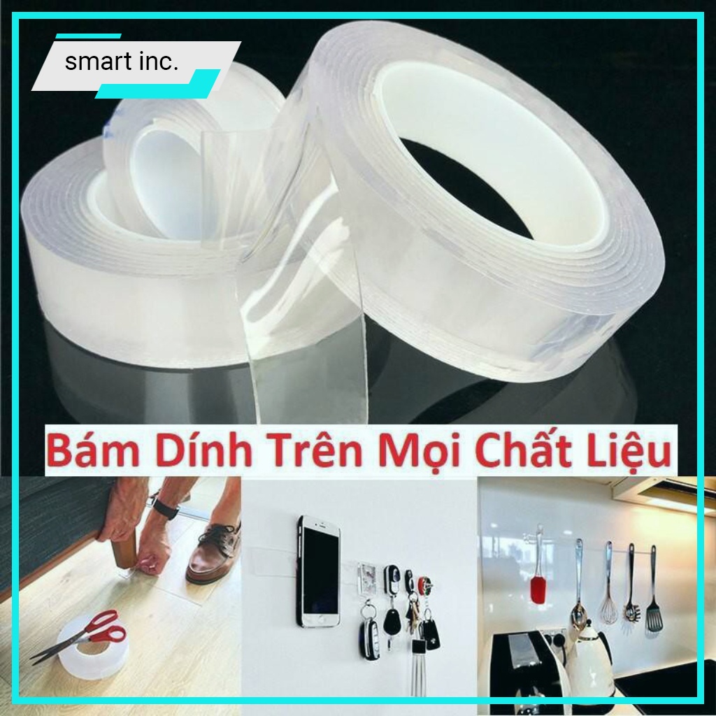 Băng Keo 2 Mặt 3m Silicon Keo Hai Mặt Dán Đồ Chắc Tái Sử Dụng Chịu Lực Nặng Trong Suốt