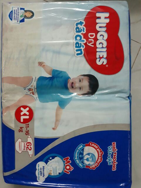 Tã dán HUGGIES XL62 mẫu mới