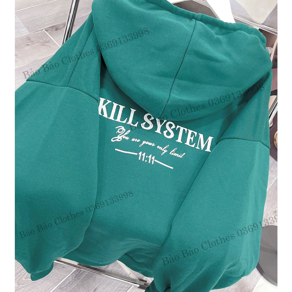 Khoác Nỉ Mũ Xanh Nam Nữ Dáng rộng Tay Bồng Dáng Rộng Unisex Uzzlang