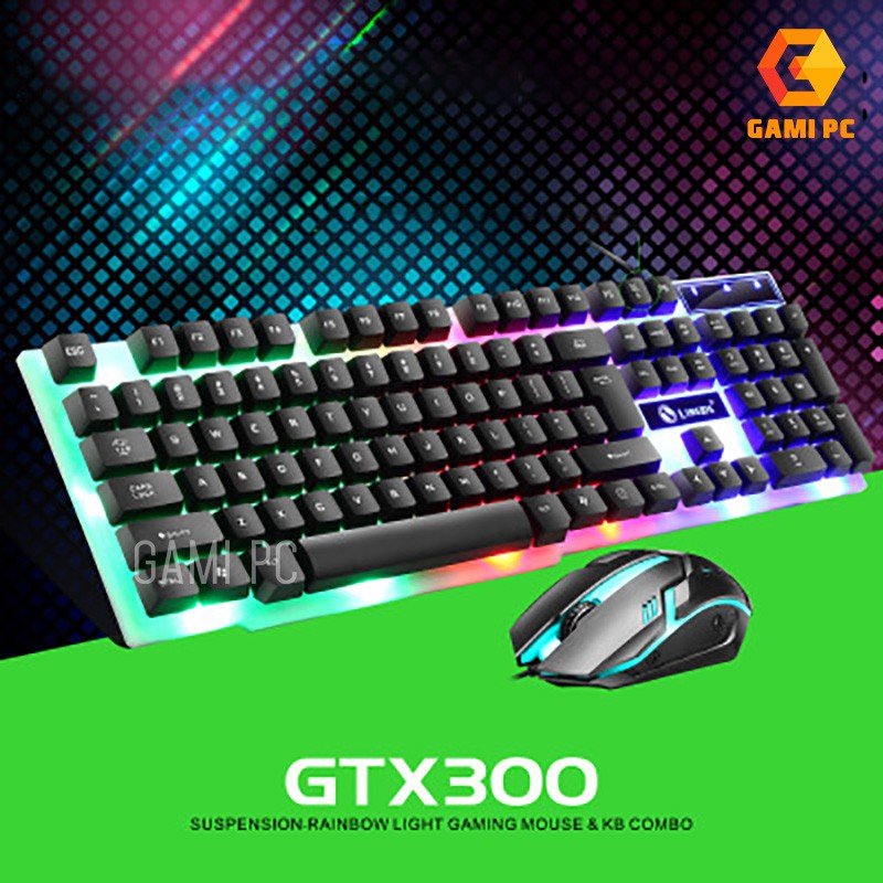 Bộ bàn phím LIMEIDE GTX300 giả cơ và chuột game màu đen Led 7 màu cầu vồng 1023KM | BigBuy360 - bigbuy360.vn