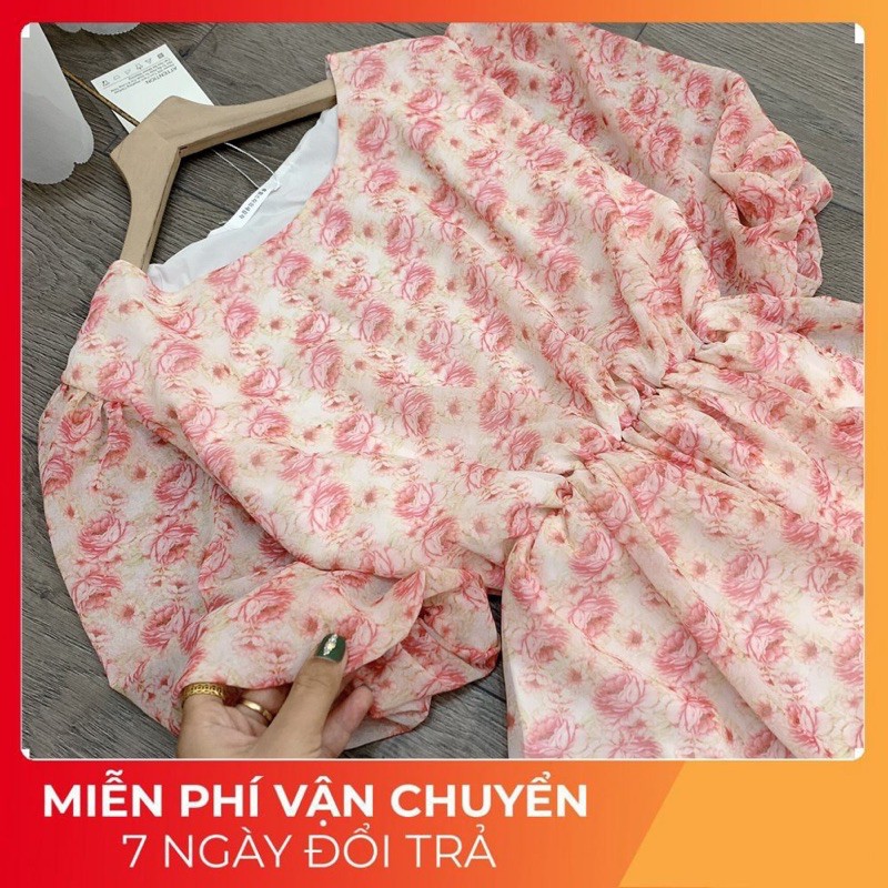 Váy Hoa Bèo Hoa Hồng Cực Sang Chảnh  - Chất Tơ Lụa Cao Cấp Siêu Mềm Đẹp Mát - Bên Trong Có 1 Lớp Lót Nhé