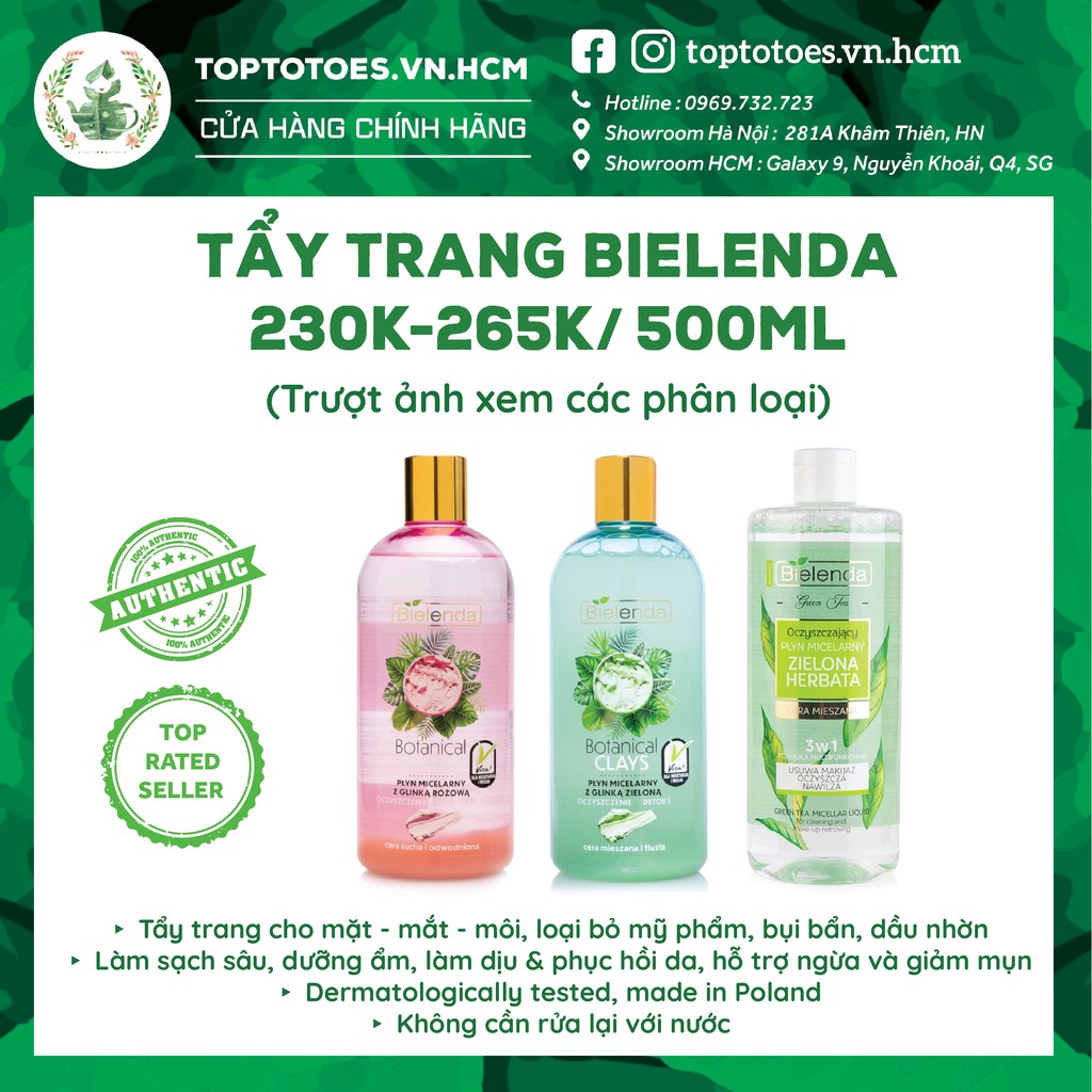 Nước tẩy trang Bielenda Botanical Clays/ Green Tea làm sạch sâu da