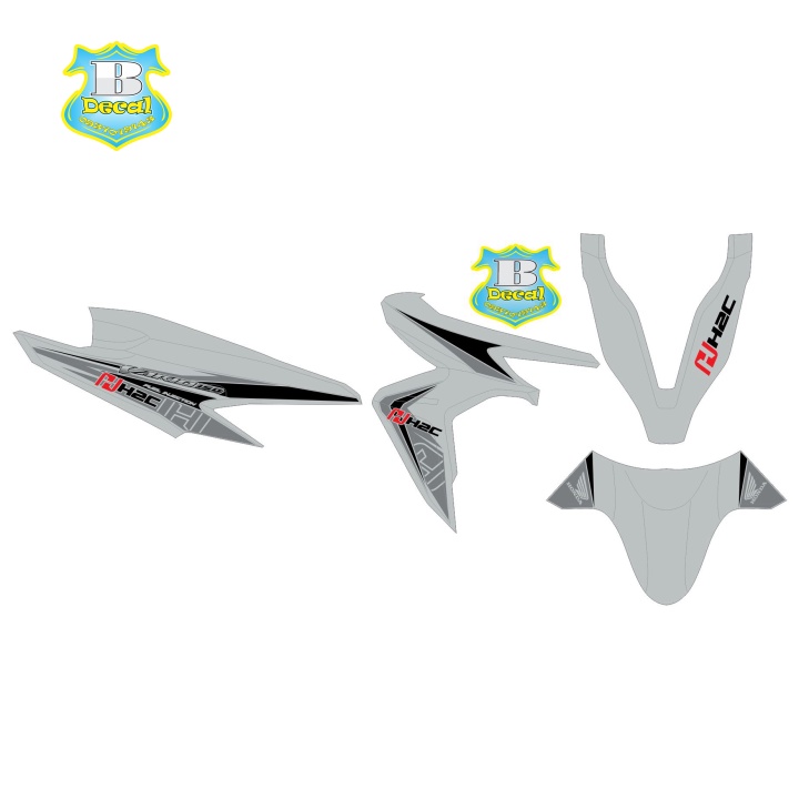 ( Quí khách vui lòng mang ra tiệm cho thợ dán ) Tem vario 150 H2C xám bạc