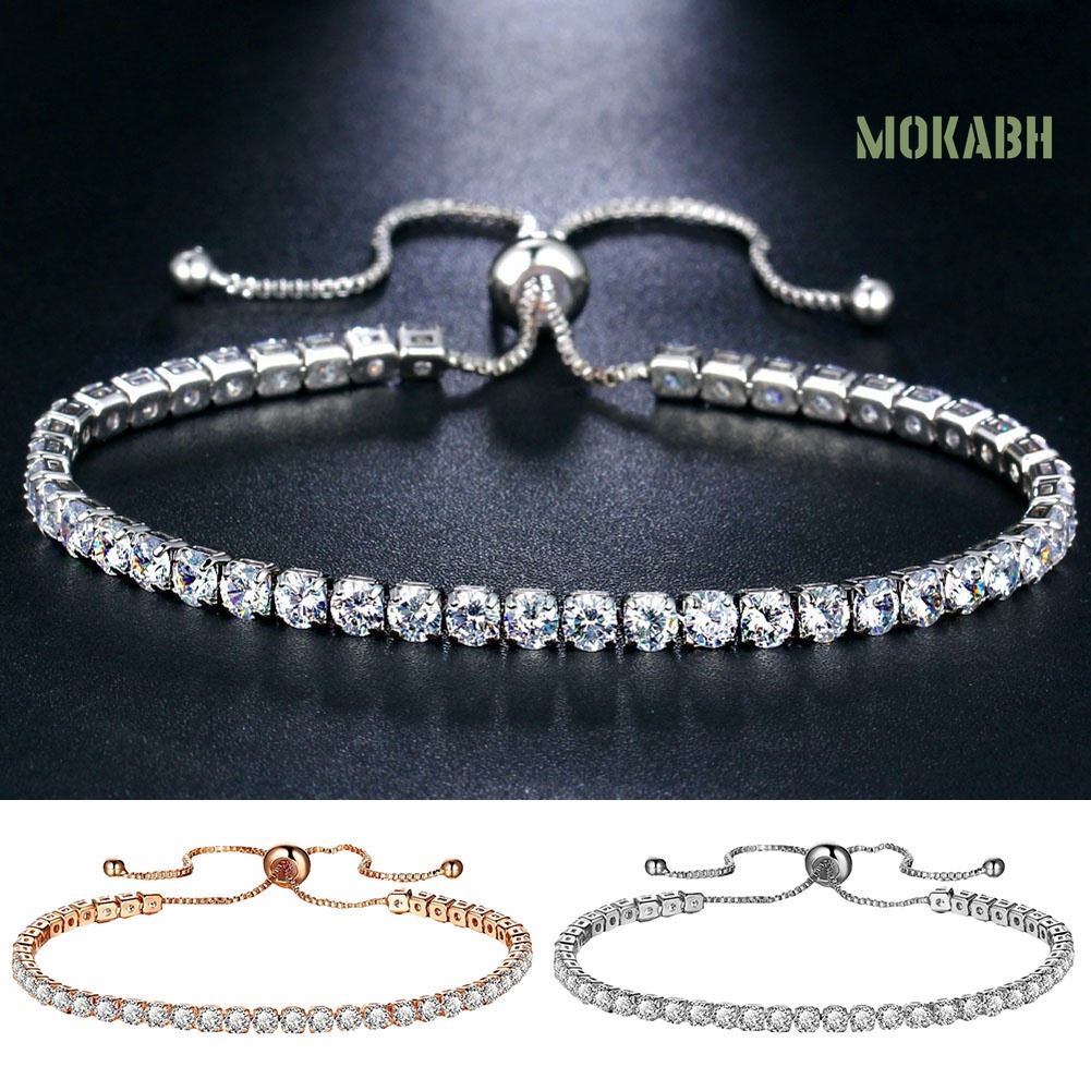 Vòng Tay Đính Đá Zircon Một Hàng Thời Trang Sang Trọng Có Thể Điều Chỉnh Cho Nữ