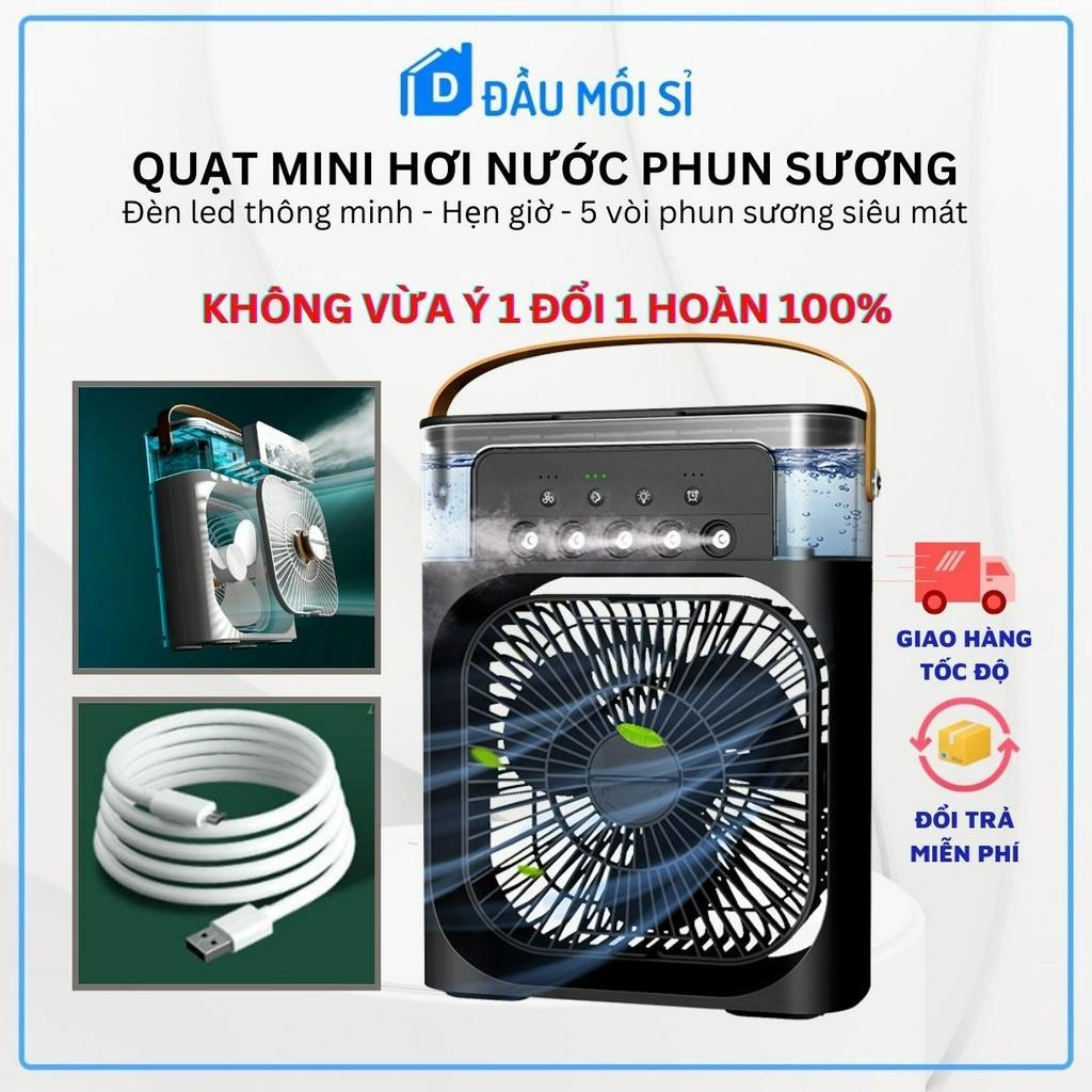 Quạt điều hòa hơi nước mini phun sương có khay đá tạo ẩm làm mát Kiêm đèn ngủ kèm chế độ hẹn giờ thông minh KHODAUMOISI