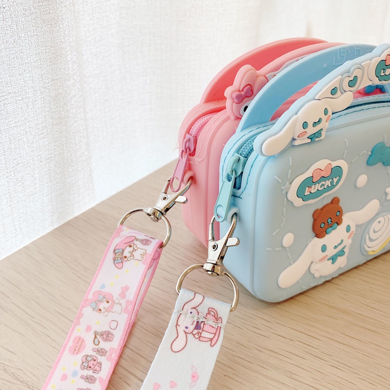 Túi xách silicone mini đeo chéo vai in hình Melody dễ thương cho trẻ em