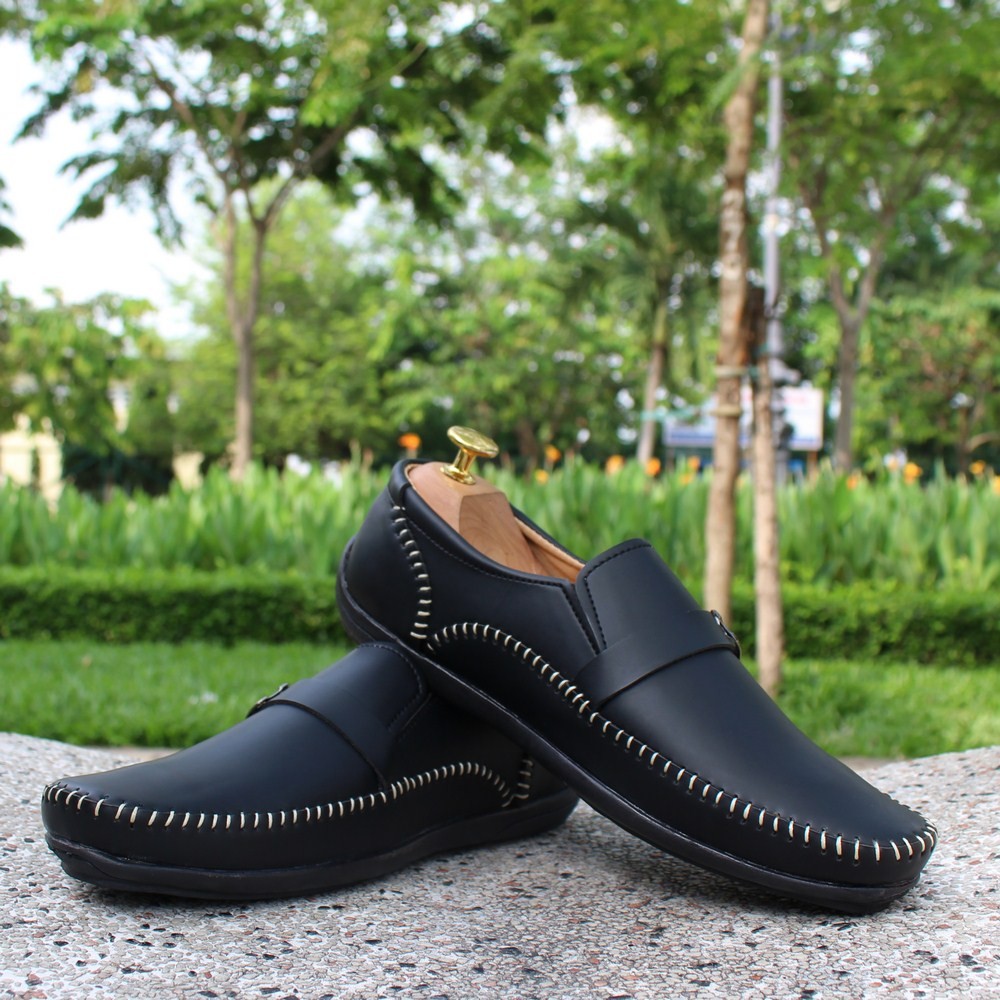 Giày Lười Nam Thời Trang Chỉ Trắng Đen | BigBuy360 - bigbuy360.vn