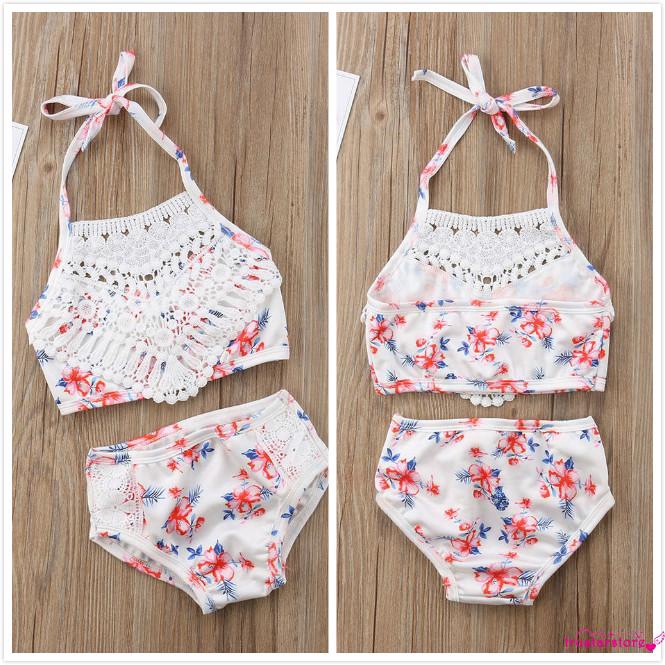 ✦ZWQ-Cute 2Pcs Toddler Baby Girl Lace Swimwear Bathing Suit Bikini Outfits