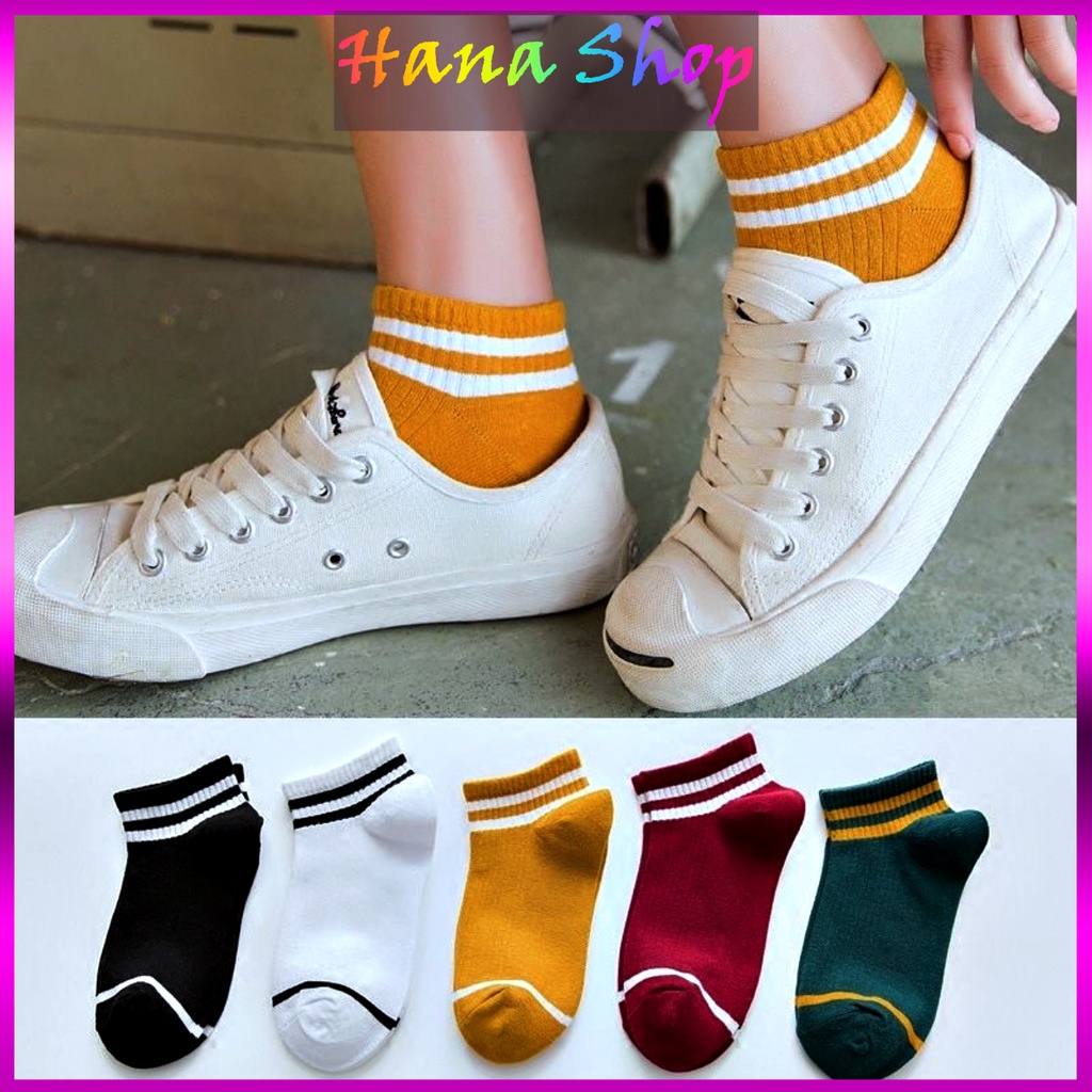 Tất Nữ Hàn Quốc Cổ Thấp Kẻ Sọc Nhiều Màu ,vải cotton co giãn thời trang Hàn Quốc .MT1