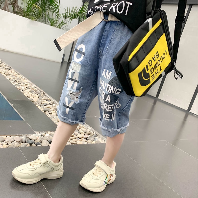 Quần Short Jean Kiểu Rách Thời Trang Cho Bé Trai