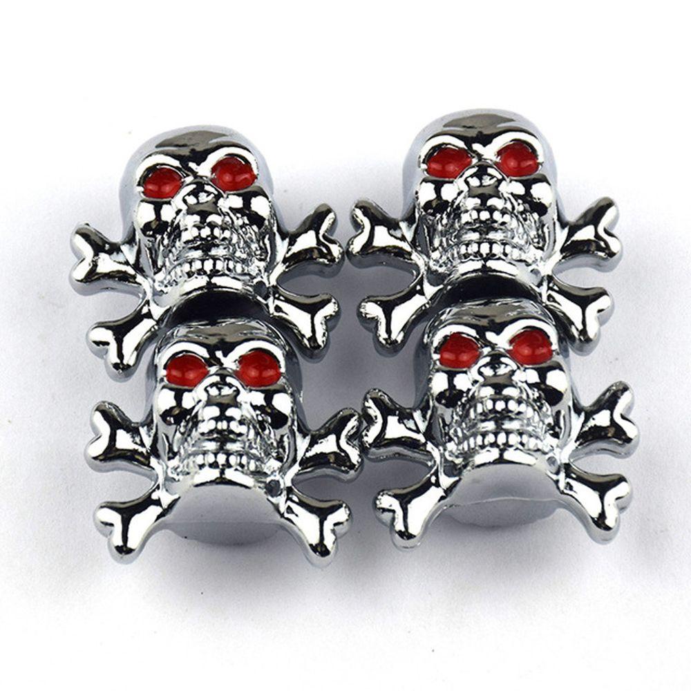 Bộ 4 Nắp Van Xe Hơi / Xe Máy Hình Đầu Lâu Chống Gỉ Aron1