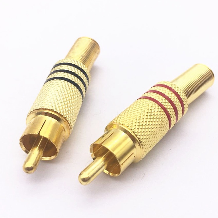 1 đôi Jack hoa sen AV RCA lò xo màu vàng, chân hàn gia công tốt