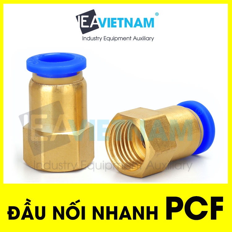 Đầu nối hơi nhanh ren trong PCF 4mm 6mm 8mm 10mm 12mm 14mm / Khớp nối nhanh PCF ống 4 6 8 10 12 14 mm