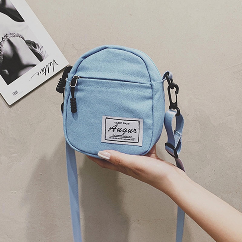 Túi Đeo Chéo Mini Bằng Vải Canvas Màu Trơn Thời Trang Dành Cho Nữ