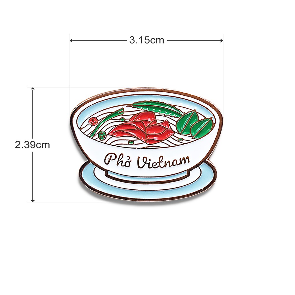 Combo 4 Pin Cài Áo Đồ Ăn Saigonir - Huy Hiệu - Ghim Cài Áo, Mũ, Balo, Túi Xách - Vietnam Souvenir -Quà Lưu Niệm Việt Nam