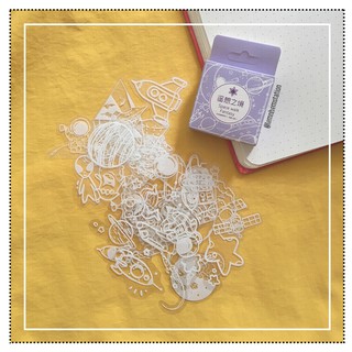 HỘP 50 STICKER TRONG SUỐT CHỦ ĐỀ VŨ TRỤ