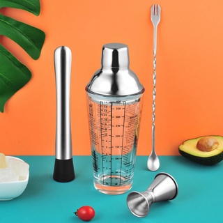 Bộ 4 món Ly thủy tinh pha chế shaker trà sữa cocktail cao cấp - T0192