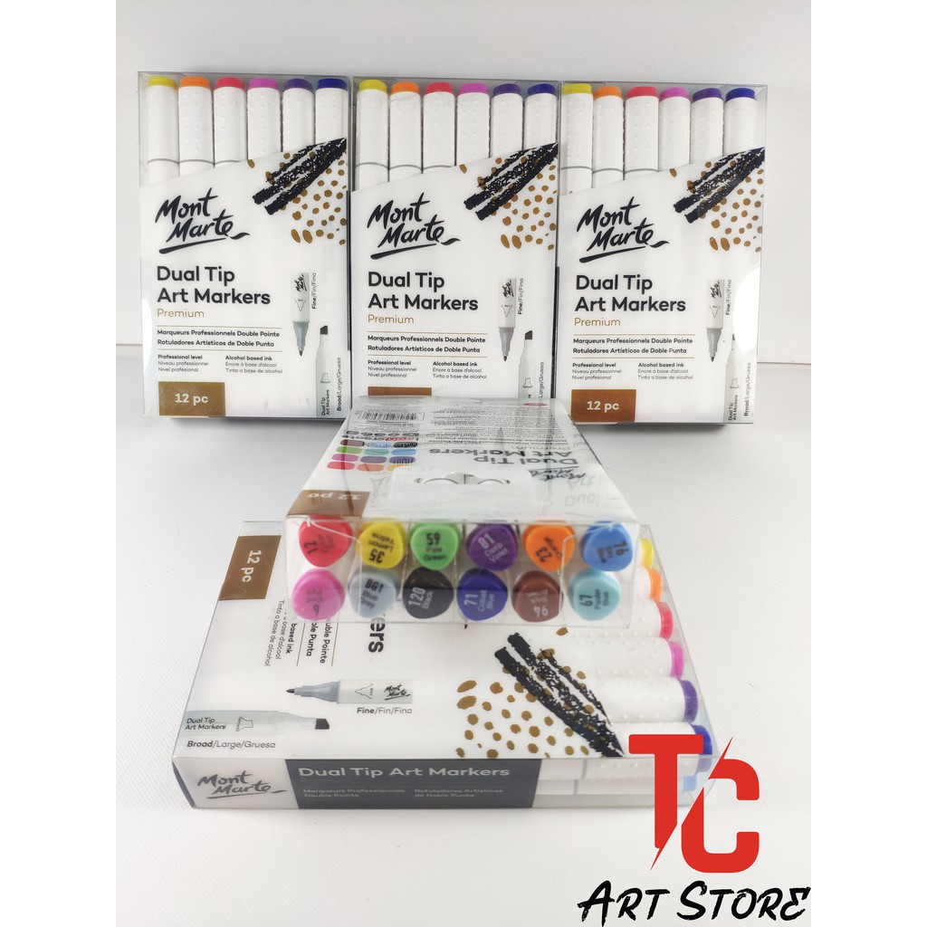 Bộ Bút MARKERS MONT MARTE 12/24 Màu – Dual Tip Art Markers Mont Marte MMPM0022