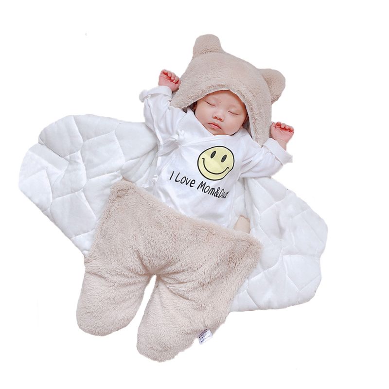 Chăn Lông Cừu Dày Hai Lớp Quấn Bé Sơ Sinh Vào Mùa Đông