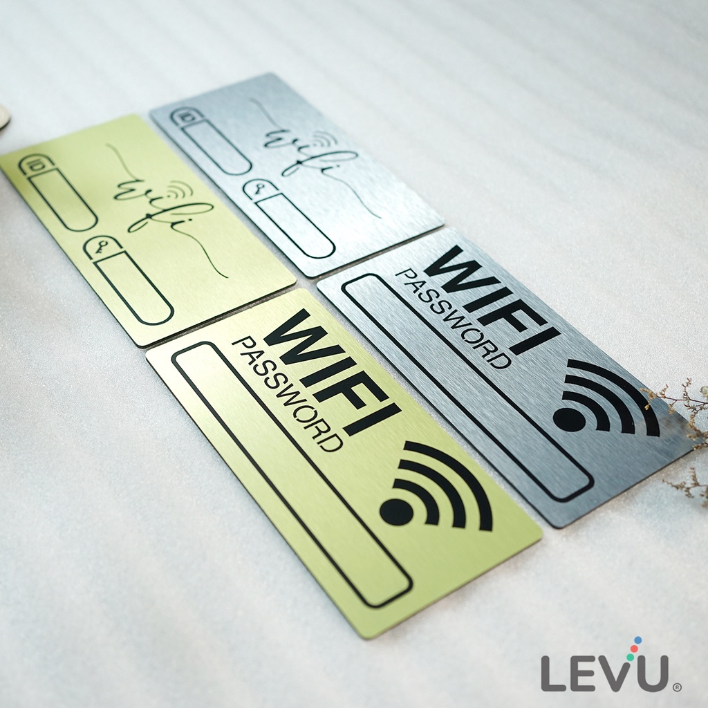 Bảng Wifi decor ghi thông tin wifi bằng nhôm alu cao cấp dán tường trang trí Sbtech 12x24cm