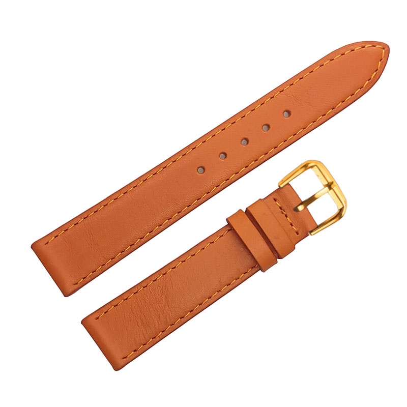 {Cam/ Xanh Lá} Dây da đồng hồ nam nữ DA BÒ THẬT 2 LỚP MỎNG, SIÊU DẺO BO-03 KHÓA CÀI size 12 - 14-16-18 - 20mm