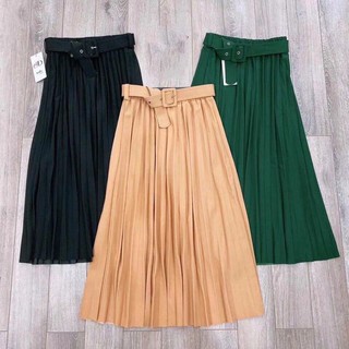 Chân váy xếp li kèm đai ( vải lì )