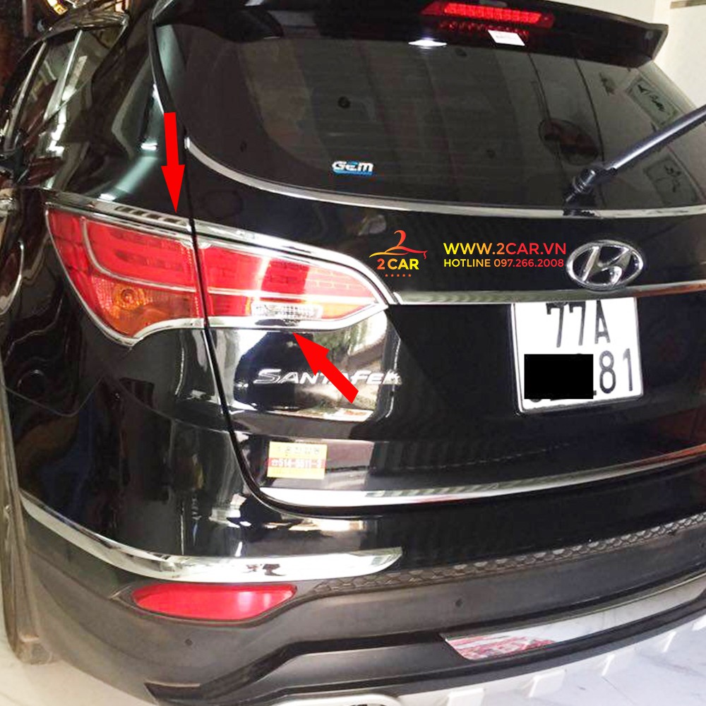 Bộ ốp viền đèn pha, hậu xe Hyundai Santafe 2019 2020 2021 mạ crom cao cấp