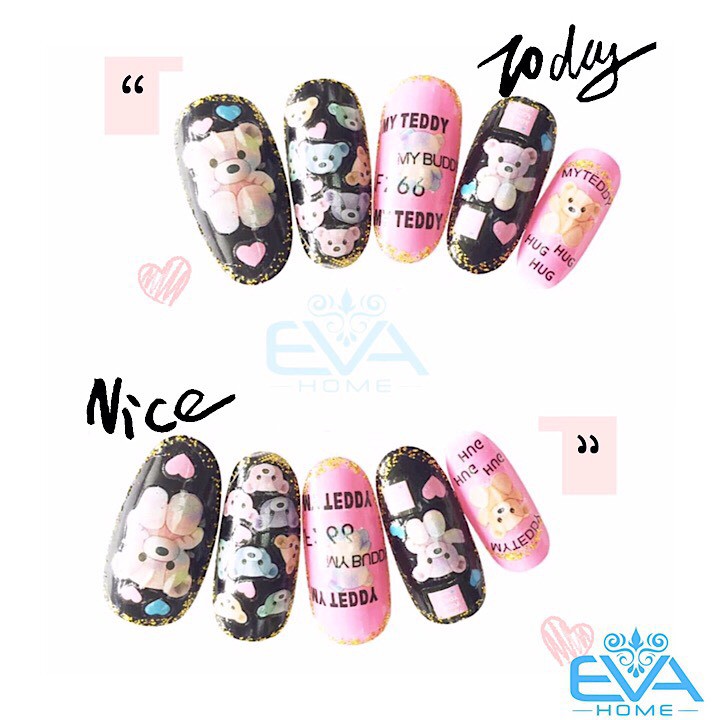 Miếng Dán Móng Tay 3D Nail Sticker Tráng Trí Hoạ Tiết Chú Gấu Dễ Thương Cute Bear F266