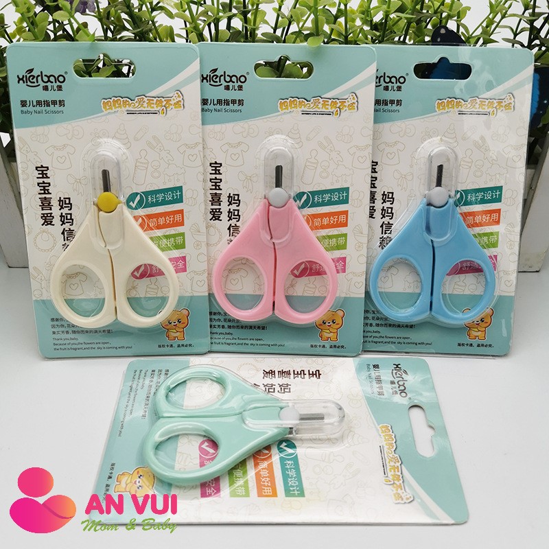 Kéo cắt móng tay cho bé, kéo cắt móng sơ sinh, kéo an toàn, có nắp đậy - anvuistore