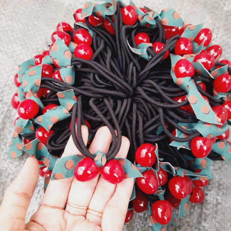 Dây cột tóc cherry đỏ xinh xắn thời trang Hàn Quốc