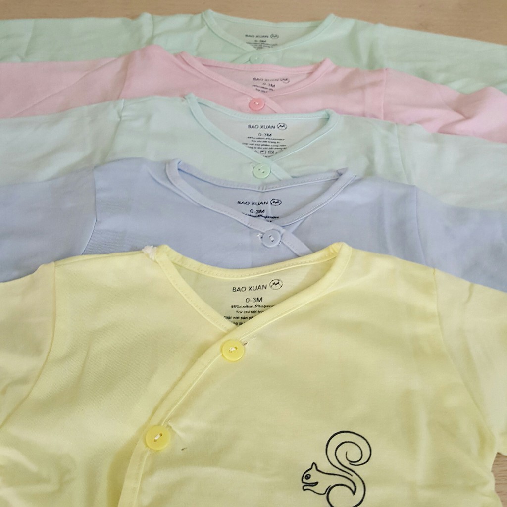 Bộ 5 áo sơ sinh dài tay Sockid cúc lệch chất liệu cotton mềm mại cho bé từ 0-9kg