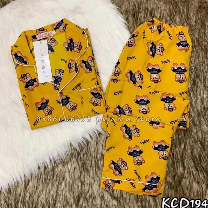 [Pizama kate] Sale bộ pyjama kate tay cộc quần dài cao cấp