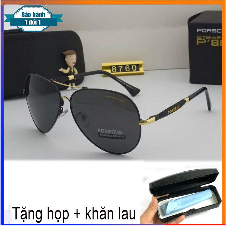 Kính râm nam thời trang chuồn chuồn tặng hộp + khăn lau