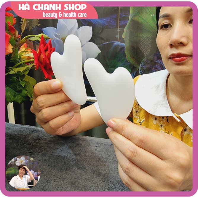 Miếng Cạo Massage Hình Tim Bằng Đá Trắng Đẹp Mát Xa Mặt Mắt Dụng Cụ Spa Dưỡng Sinh Chăm Sóc Da