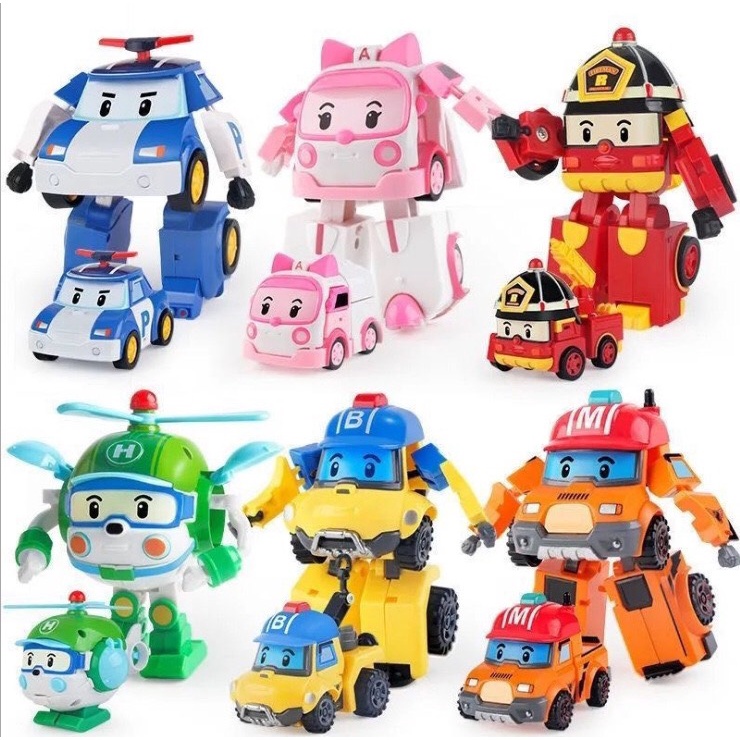 Hộp lớn 6 xe Poli biến hình dễ thương - Hoạt hình Poli và những người bạn - Smart Baby