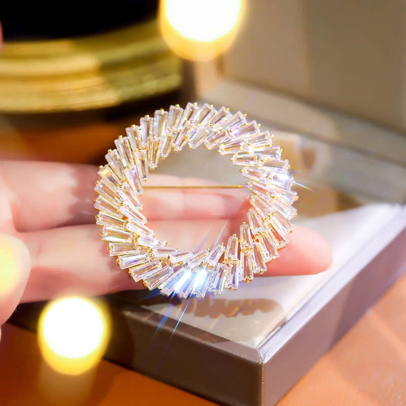 Ghim cài áo ba lô JIUDUOLAN dáng tròn đính đá zircon nhân tạo phong cách Hàn Quốc thời trang thanh lịch cho nữ