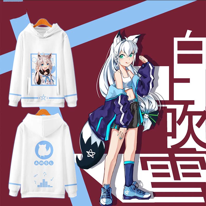 Hololive Vtuber Fubuki Áo Khoác Hoodie Tay Dài Hóa Trang Ookami Mio Cỡ Lớn